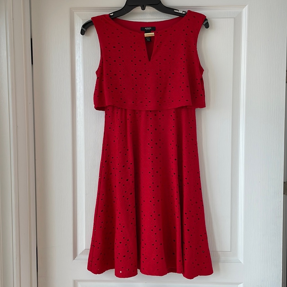 Alfani Petite Red Eyelet Dress - New Without Tags